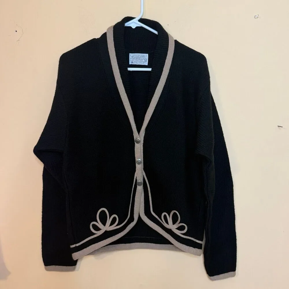 Pendleton cardigan black vintage-inspired knit sweater size medium virgin wool